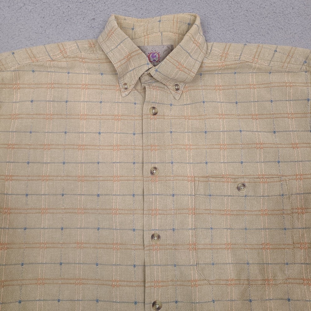 The Territory Ahead Shirt Mens Large Brown Embroidered Button Up Short Sleeve